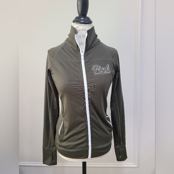 PINK Victoria's Secret Jackets & Blazers - PINK Victoria's Secret Olive Green Women's  Ultimate Track Jacket Sz.XS